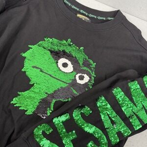 deKryptic x Sesame Street Oscar the Grouch Sequin Sweatshirt Mens 3XL Black AR